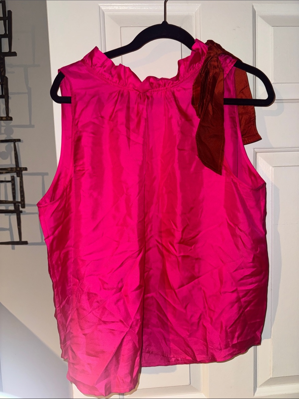 Sleeveless Fuchsia Tie-Shoulder Top - Women